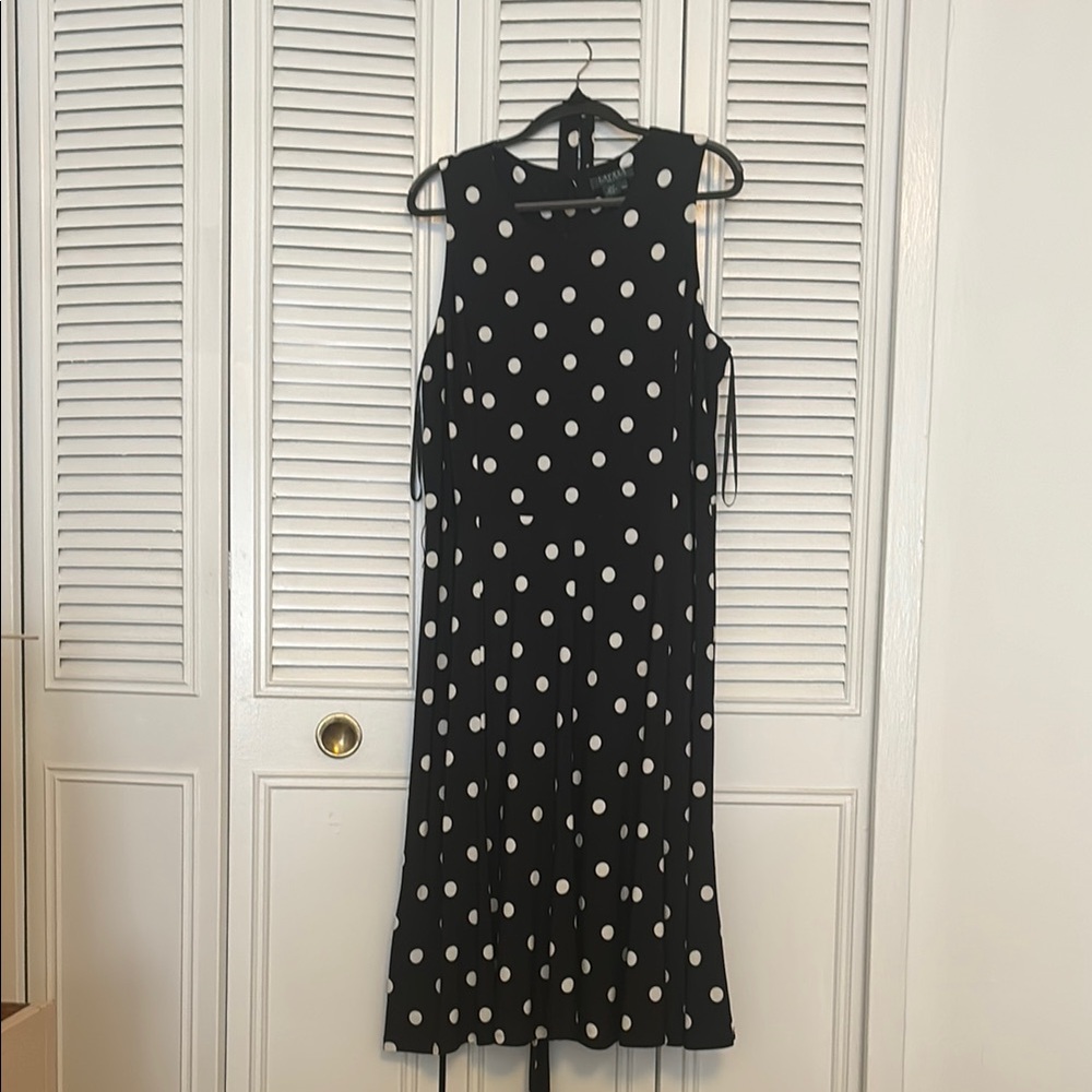 Ralph Lauren Black and White Polka Dot Midi Dress